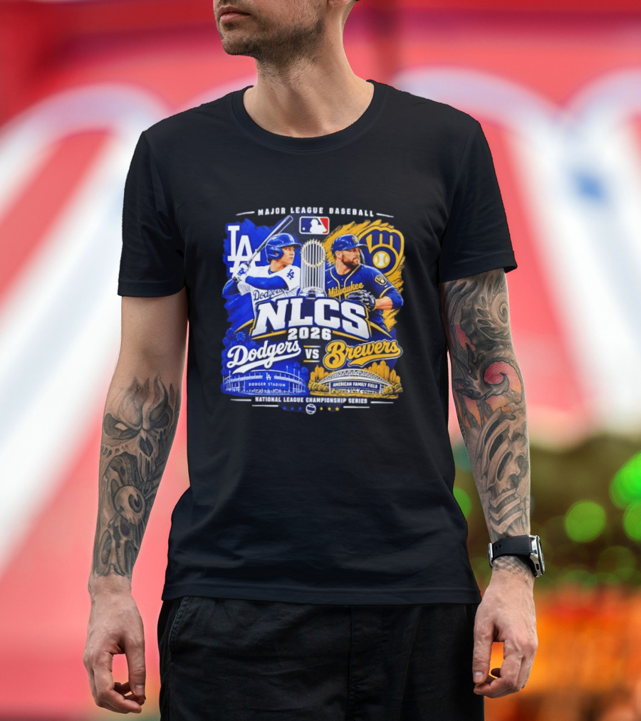 2026 NLCS Los Angeles Dodgers Vs Milwaukee Brewers Matchup At Dodger Stadium And American Family Field T-Shirt