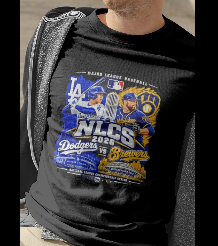 2026 NLCS Los Angeles Dodgers Vs Milwaukee Brewers Matchup At Dodger Stadium And American Family Field T-Shirt