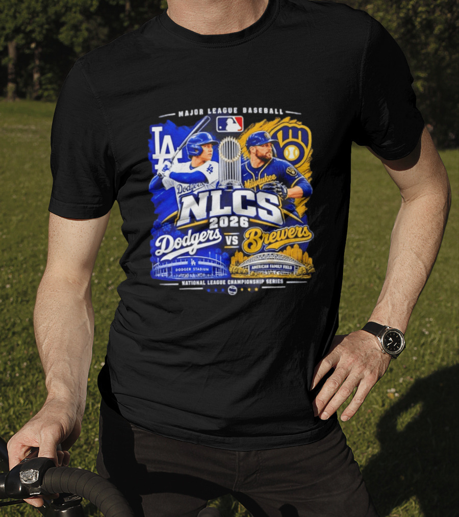 2026 NLCS Los Angeles Dodgers Vs Milwaukee Brewers Matchup At Dodger Stadium And American Family Field T-Shirt