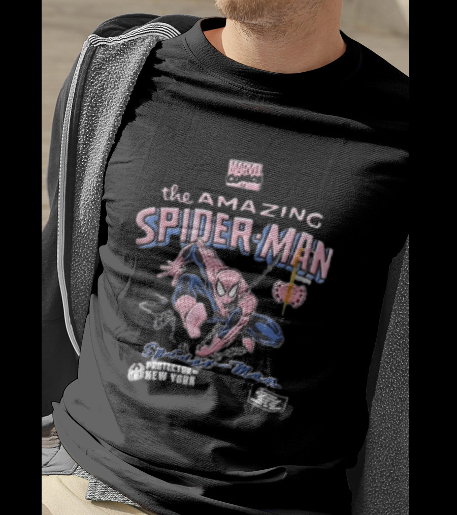 Marvel Comics The Amazing Spider Man Protector Of New York Swinging Action Adventure T-Shirt