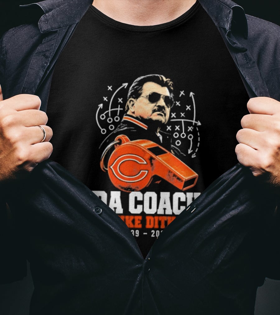 Mike Ditka Da Coach Chicago Bears 1939 2026 Football Playbook Whistle T-Shirt
