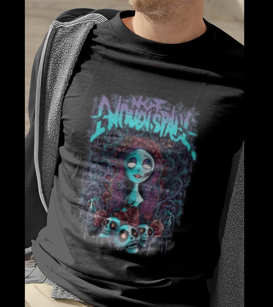 Not Enough Space Store Bride Skulls Roses Vintage Horror T-Shirt