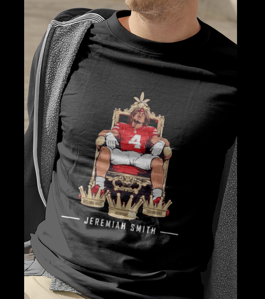 Ohio State Buckeyes Football Jeremiah Smith Crown Receptions Receiving Touchdowns T-Shirt