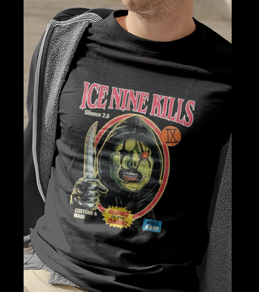 Ice Nine Kills Silence 2.0 Costume Mask Glows In The Dark Ages 9 And Up T-Shirt