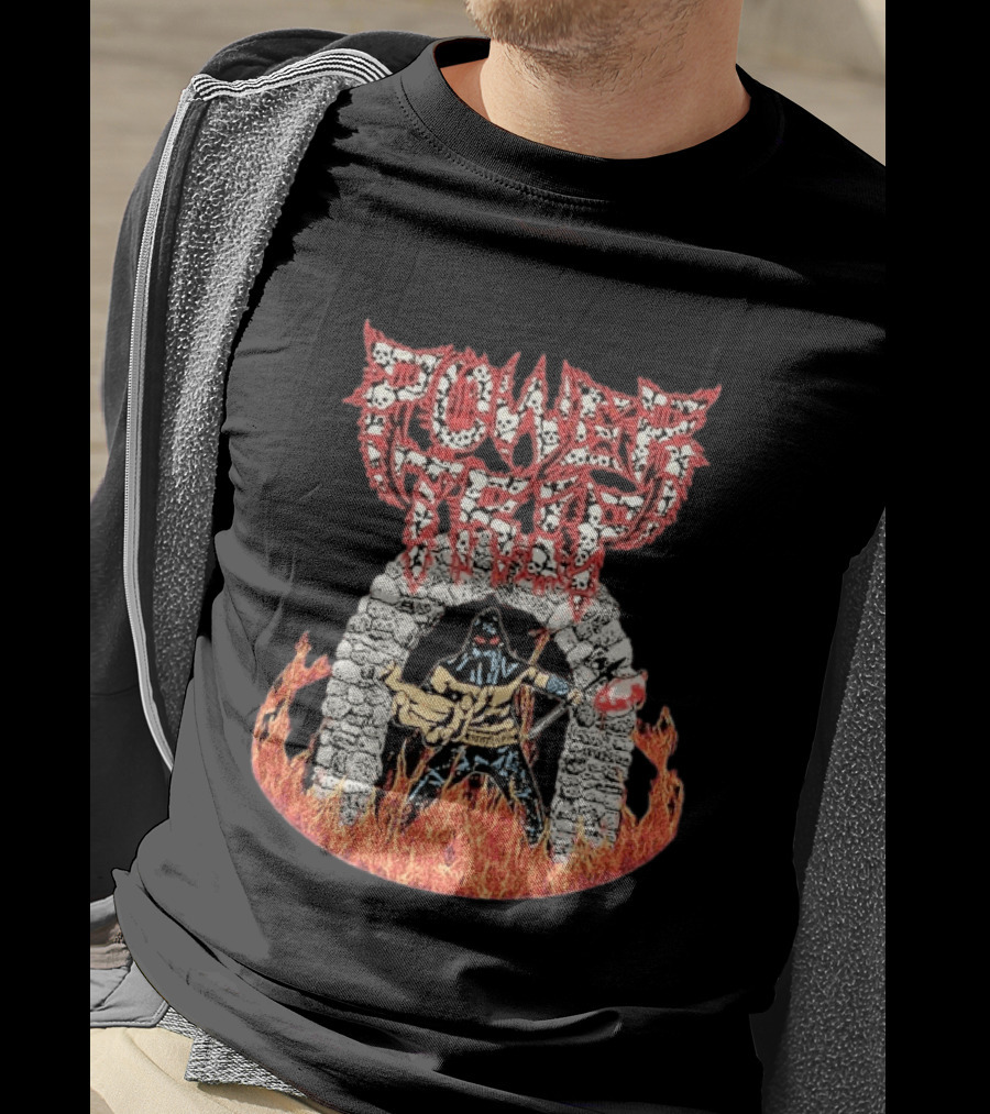 Power Trip Executioner Heavy Metal Iconic Skull Logo Fiery Guitar T-Shirt