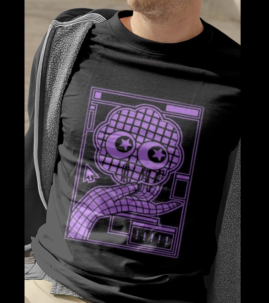 Ranboo Store The Parti Pixel Star Eyed Retro Grid Hand And Cloud T-Shirt