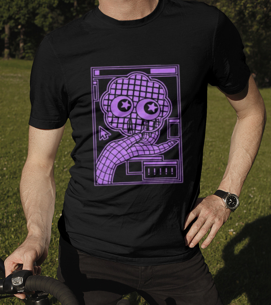 Ranboo Store The Parti Pixel Star Eyed Retro Grid Hand And Cloud T-Shirt