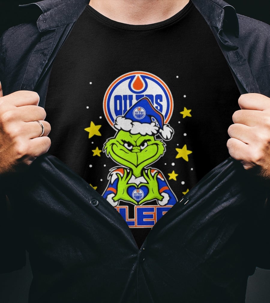 Edmonton Oilers NHL Christmas Grinch Holiday T-Shirt