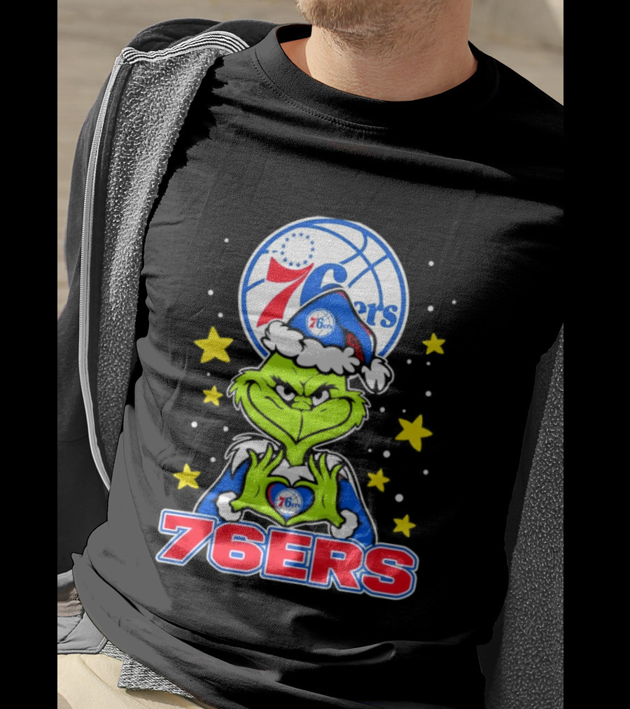 Philadelphia 76ers Christmas Grinch Basketball Holiday T-Shirt