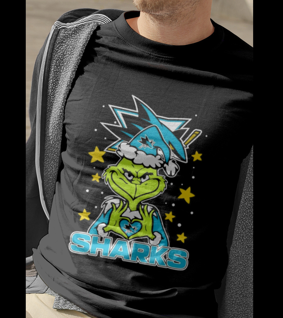 The Grinch San Jose Sharks Christmas NHL Holiday Collaboration T-Shirt
