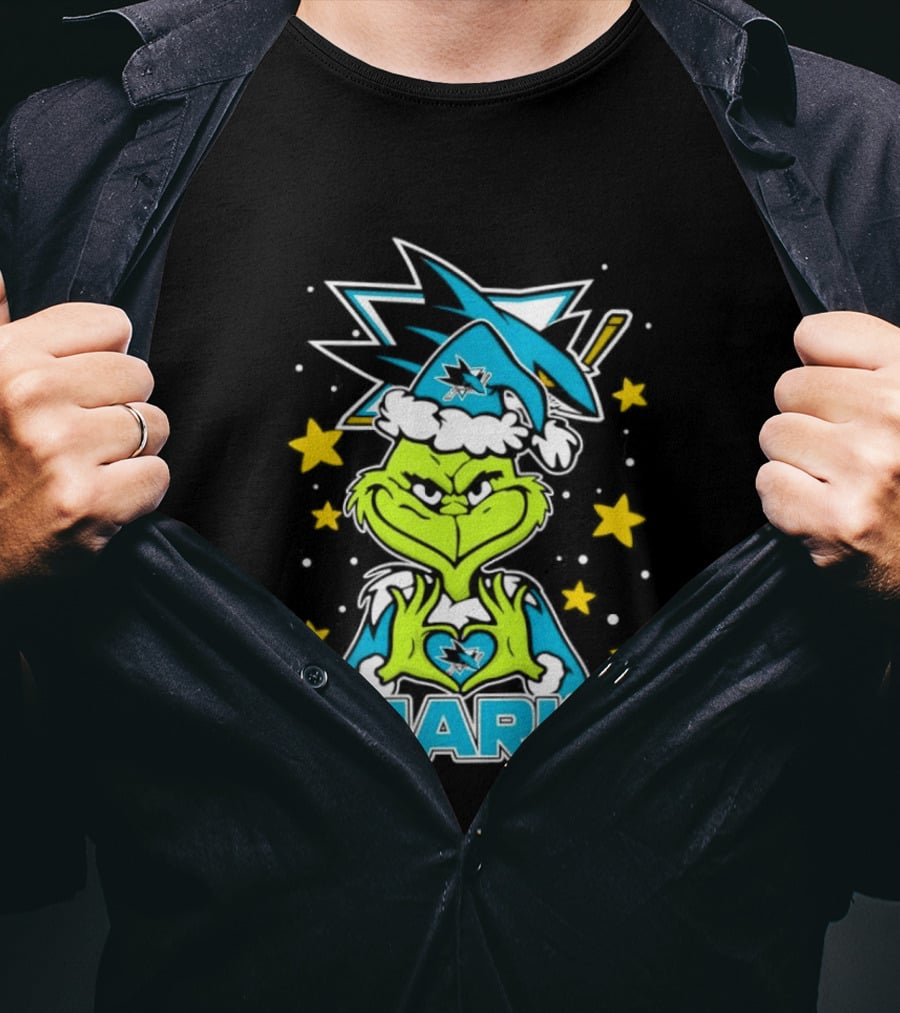 The Grinch San Jose Sharks Christmas NHL Holiday Collaboration T-Shirt