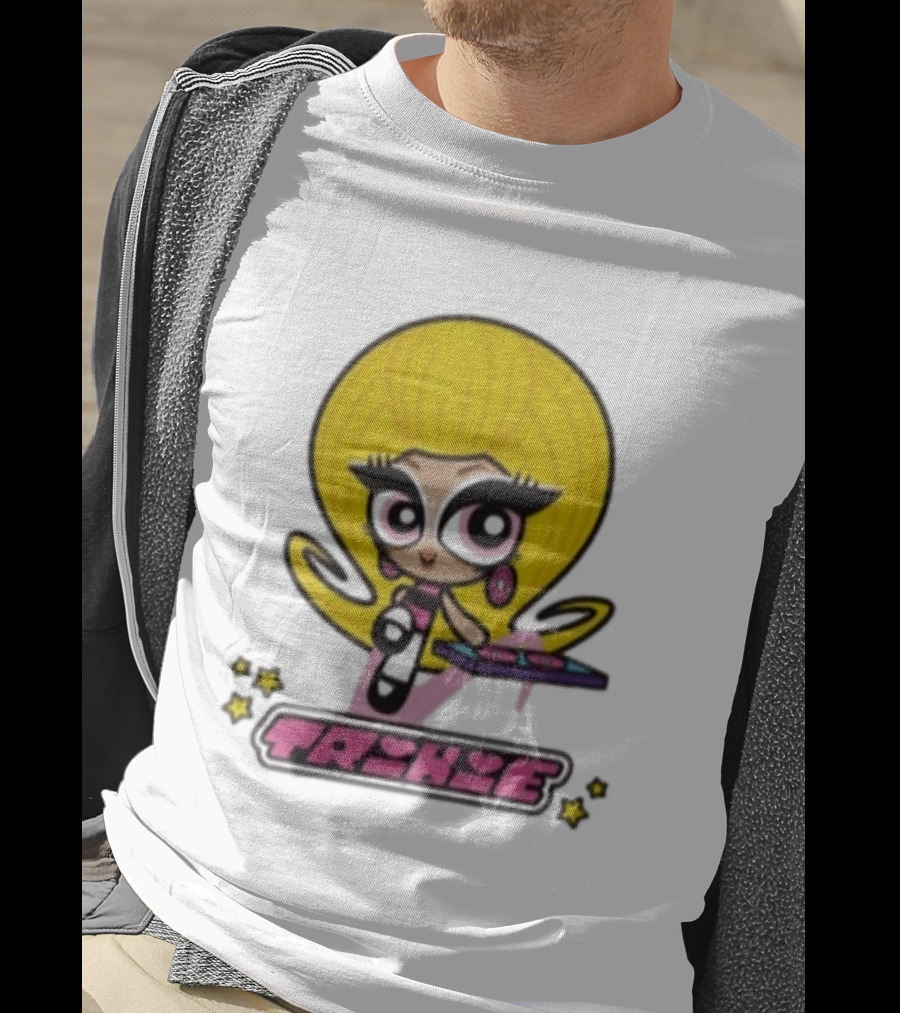 Trixie Mattel Powerpuff Girl Parody With Oversized Yellow Hair And Makeup T-Shirt