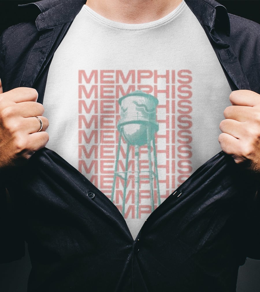Memphis Halftone Broad Ave Water Tower Choose 901 Store T-Shirt