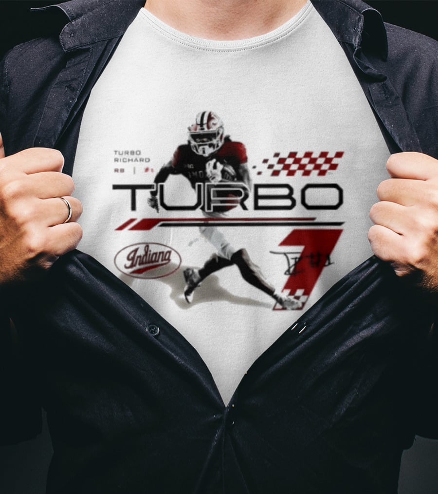 Indiana Hoosiers Turbo Richard Football Graphics Racing T-Shirt