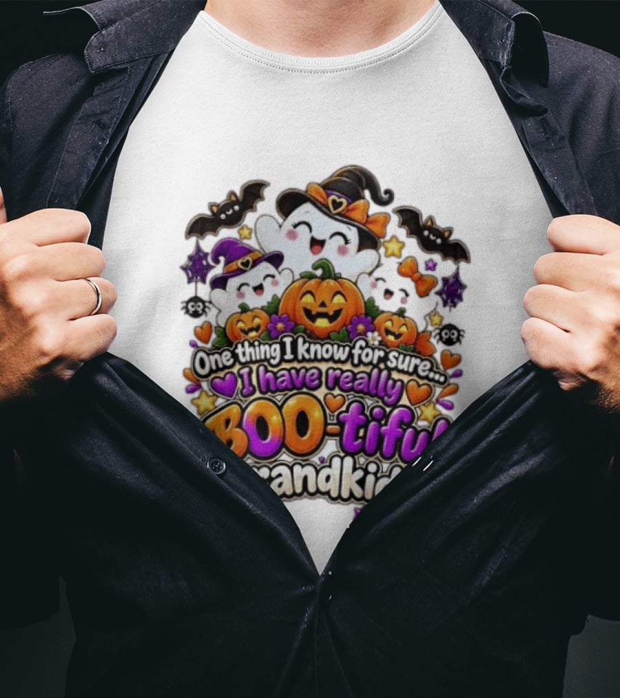 One Thing I Know For Sure I Have Really BOO Tiful Grandkids Halloween Ghost Pumpkin T-Shirt