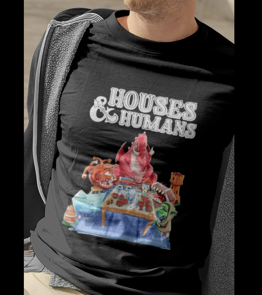 Houses And Humans Halloween Game Monsters Playing Board Game T-Shirt