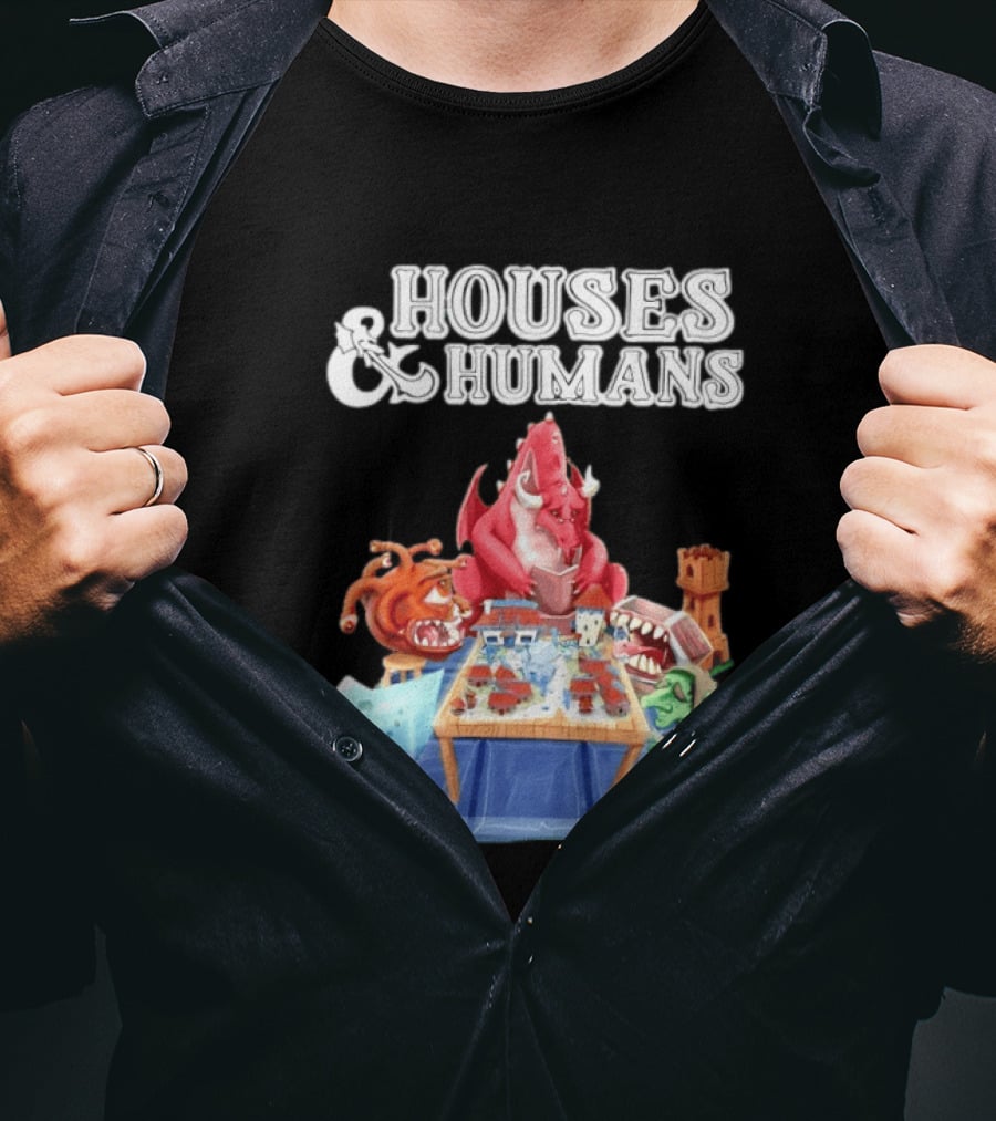 Houses And Humans Halloween Game Monsters Playing Board Game T-Shirt