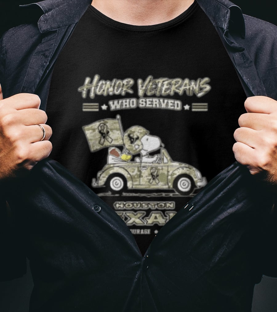 Houston Texans Peanuts Honor Veterans Who Served T-Shirt