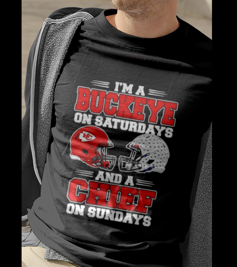 Ohio State Buckeye Saturdays Kansas City Chiefs Sundays Football Helmets T-Shirt