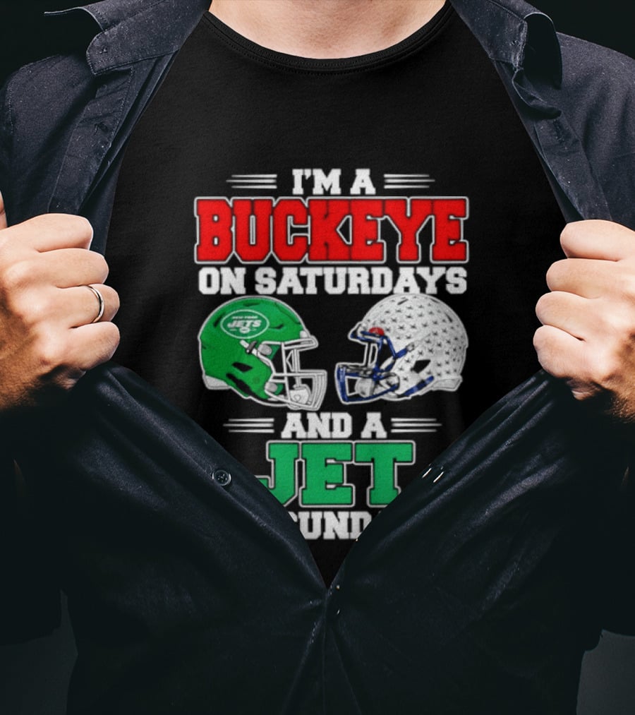 Ohio State Buckeyes Saturdays New York Jets Sundays Football Helmets T-Shirt