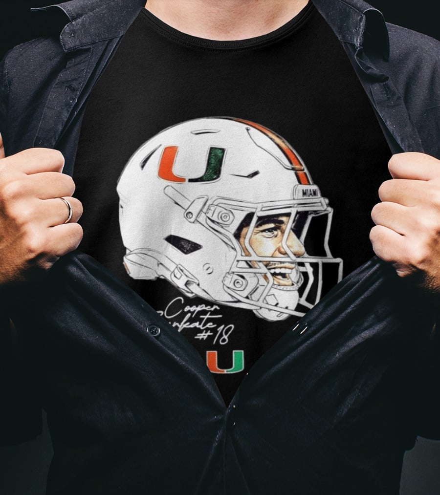 NCAA Football Miami Hurricanes Cooper Barkate #18 Game Face Helmet Miami T-Shirt