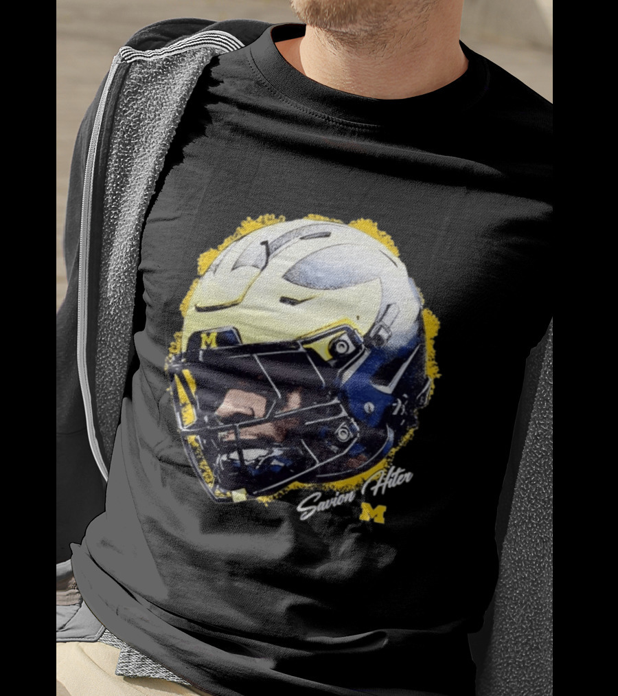 NCAA Football Michigan Wolverines Savion Hiter Game Face Helmet M T-Shirt