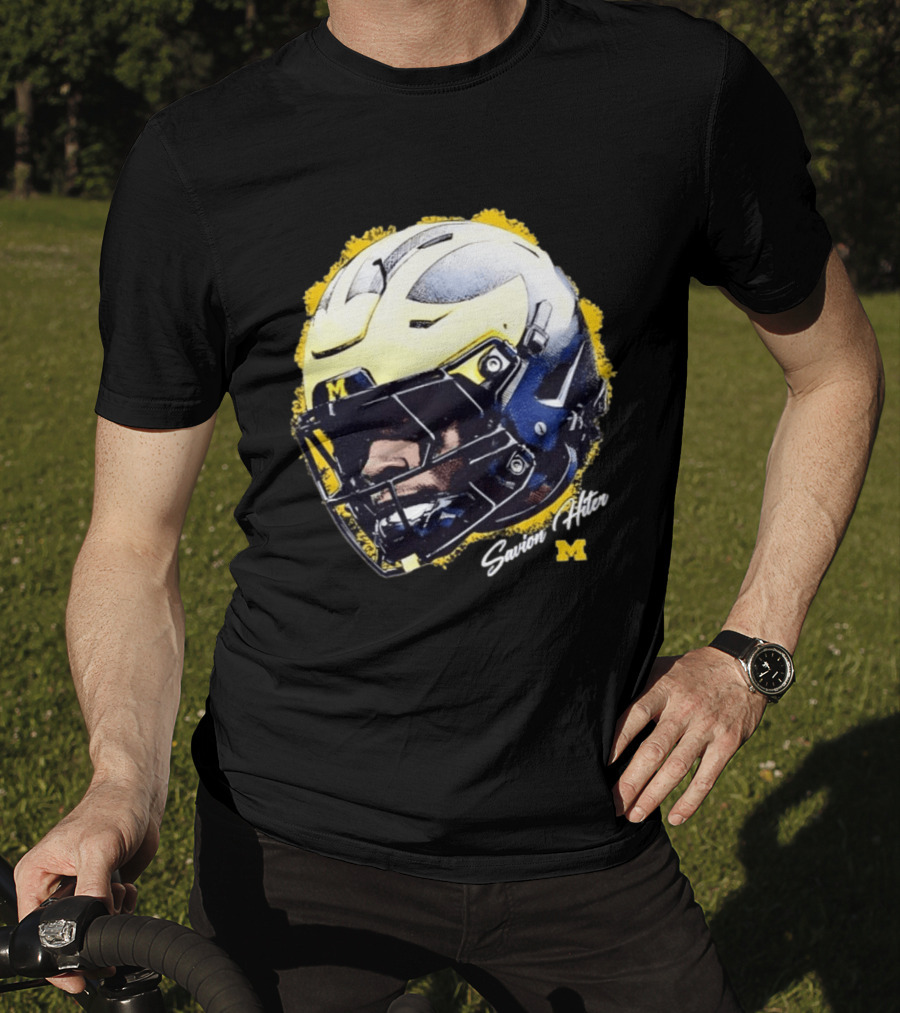 NCAA Football Michigan Wolverines Savion Hiter Game Face Helmet M T-Shirt