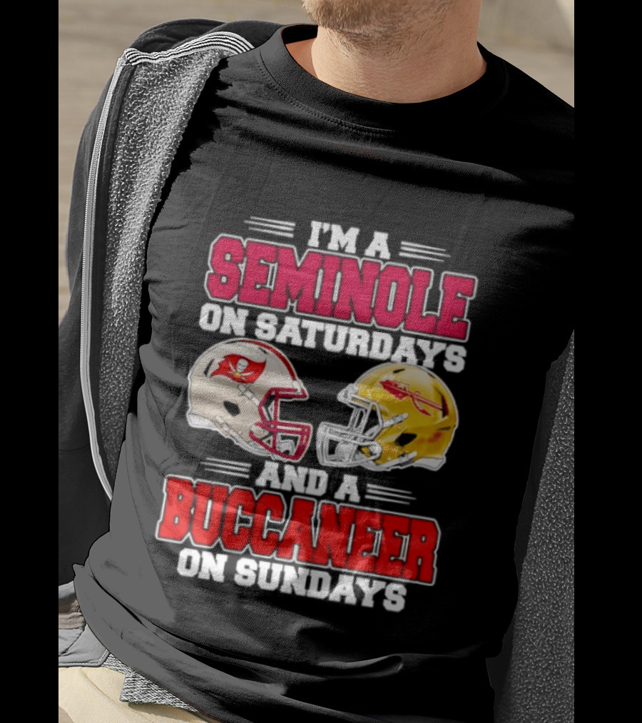 I'm A Seminole On Saturdays Buccaneer On Sundays Football Helmets T-Shirt