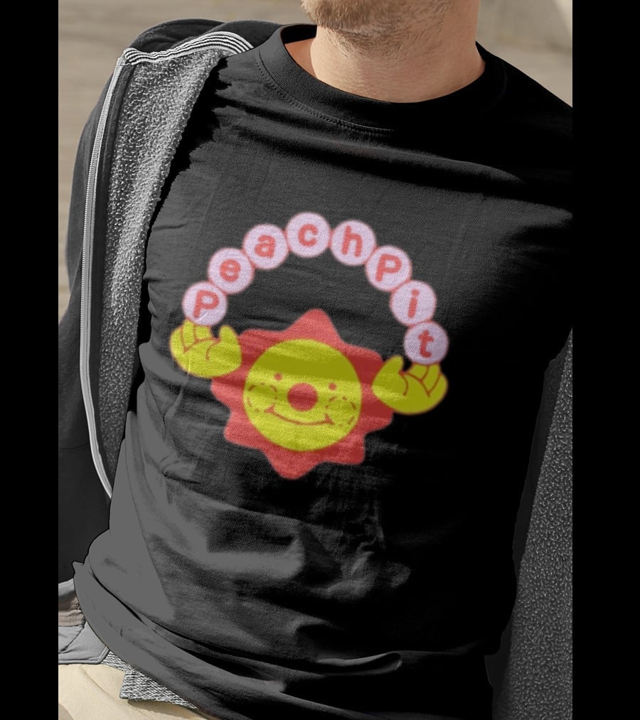Peach Pit Smiling Sun With Playful Hands T-Shirt