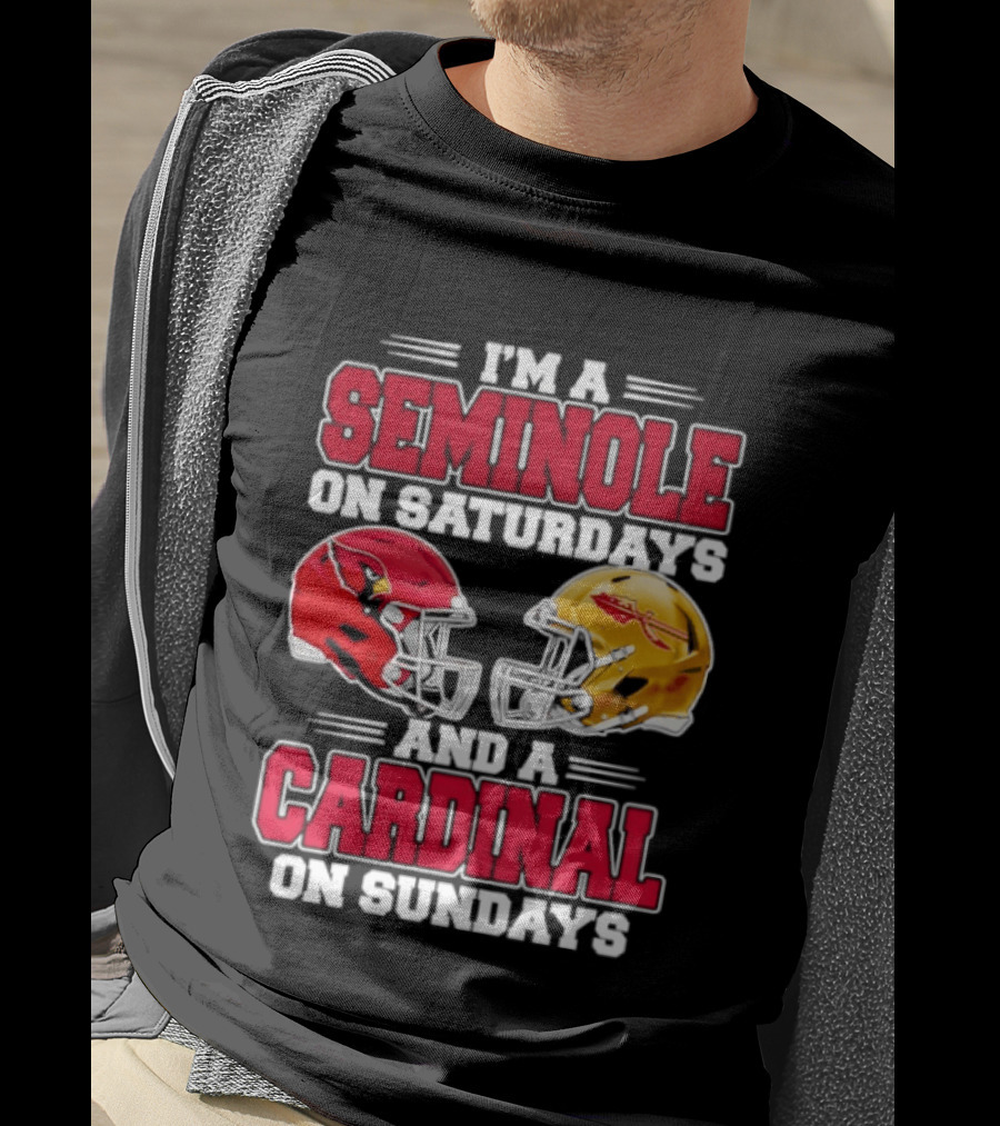 I'm A Seminole On Saturdays And A Cardinal On Sundays Football Helmets T-Shirt