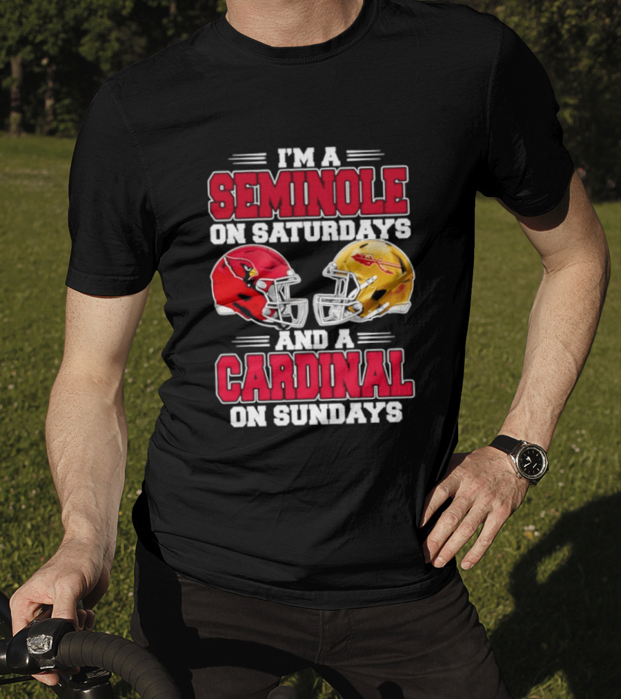 I'm A Seminole On Saturdays And A Cardinal On Sundays Football Helmets T-Shirt