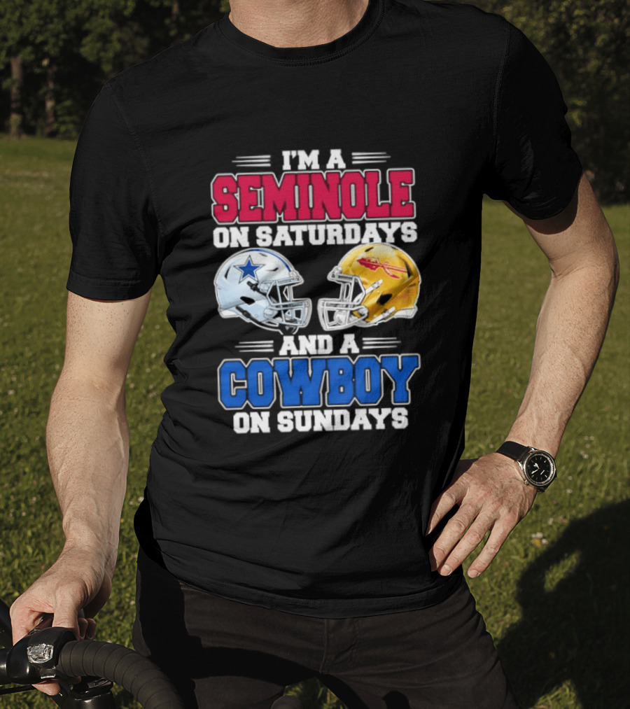 I'm A Seminole On Saturdays And A Cowboy On Sundays Football Helmets T-Shirt