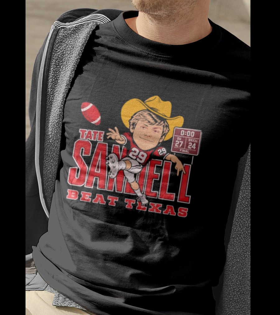 Tate Sandell No 29 OU 27 SVXL 24 Beat Texas Football T-Shirt