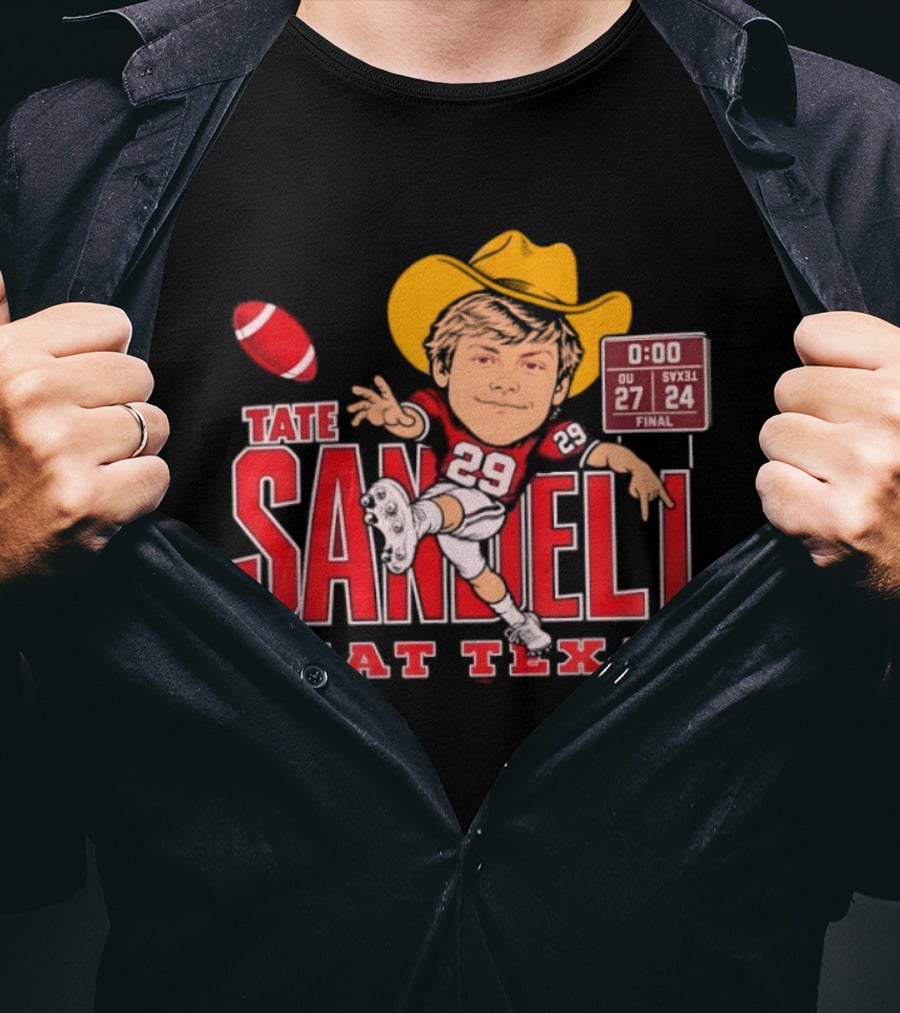 Tate Sandell No 29 OU 27 SVXL 24 Beat Texas Football T-Shirt