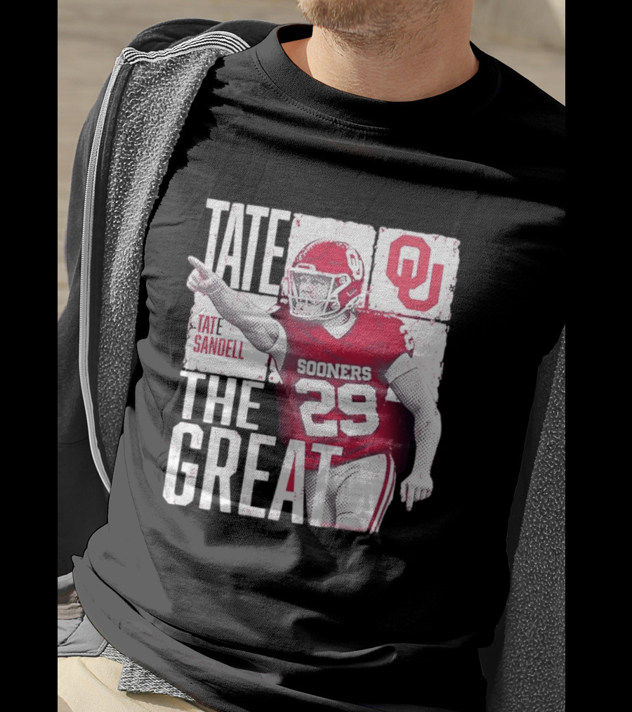 Tate Sandell No 29 Oklahoma Sooners Football Tate The Great T-Shirt
