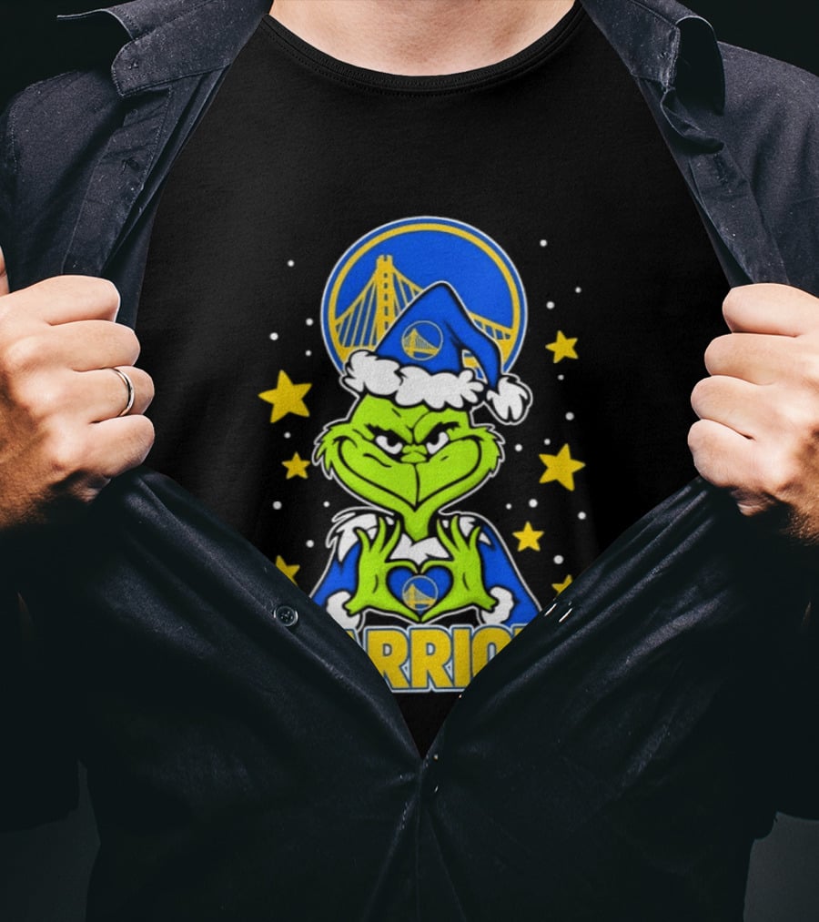Golden State Warriors Christmas Grinch Snowflakes And Stars T-Shirt