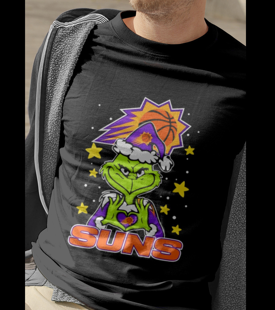 Phoenix Suns Christmas Grinch Holding Heart T-Shirt
