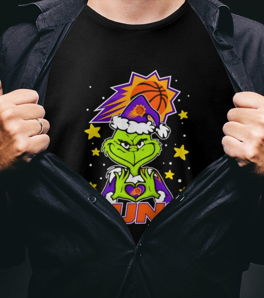 Phoenix Suns Christmas Grinch Holding Heart T-Shirt