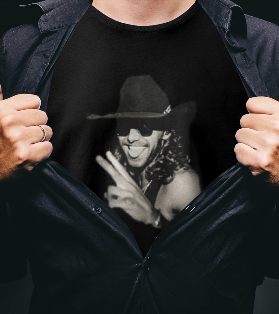 Warren Zeiders Cowboy Hat Black Sunglasses Peace Sign T-Shirt