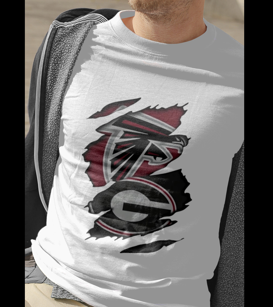 Atlanta Falcons Georgia Bulldogs Torn Skin Fan Gear T-Shirt
