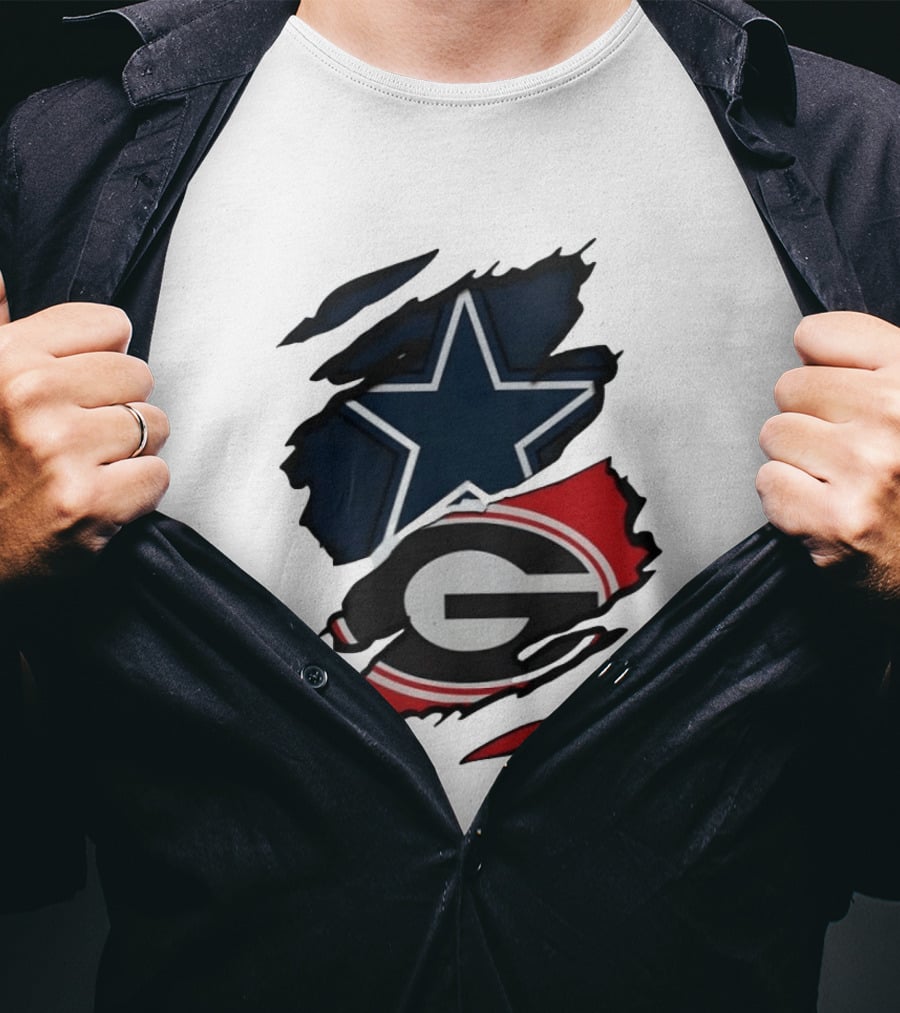 Dallas Cowboys Star Georgia Bulldogs Ripped Fabric T-Shirt