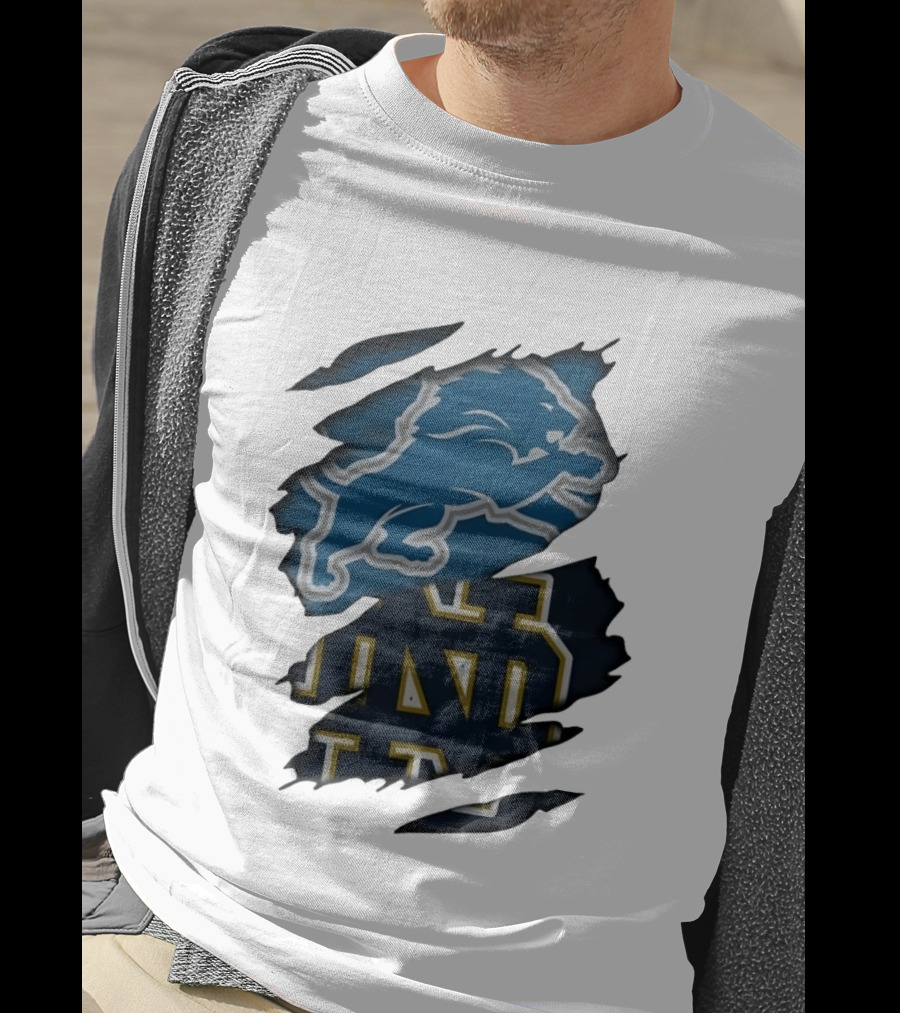 Detroit Lions Notre Dame Fighting Irish Distressed Logo Combination T-Shirt