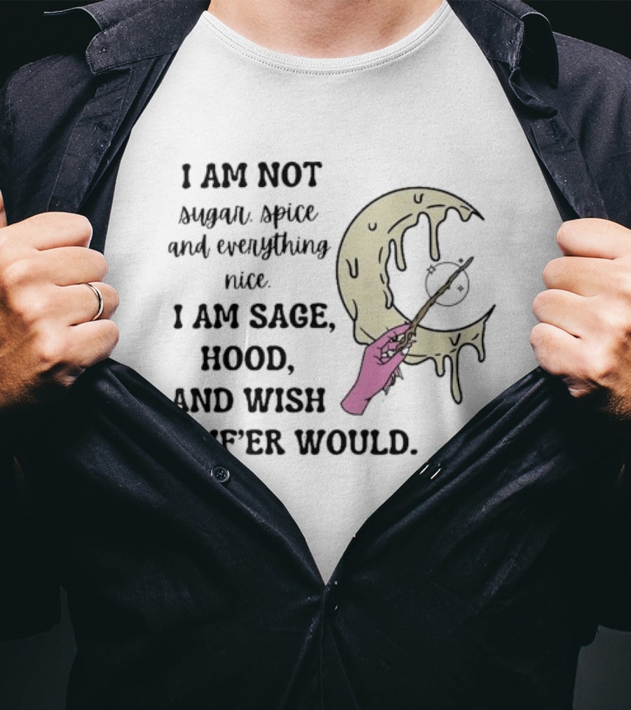 I Am Not Sugar Spice Nice I Am Sage Hood Wish A MF'er Would Crescent Wand T-Shirt