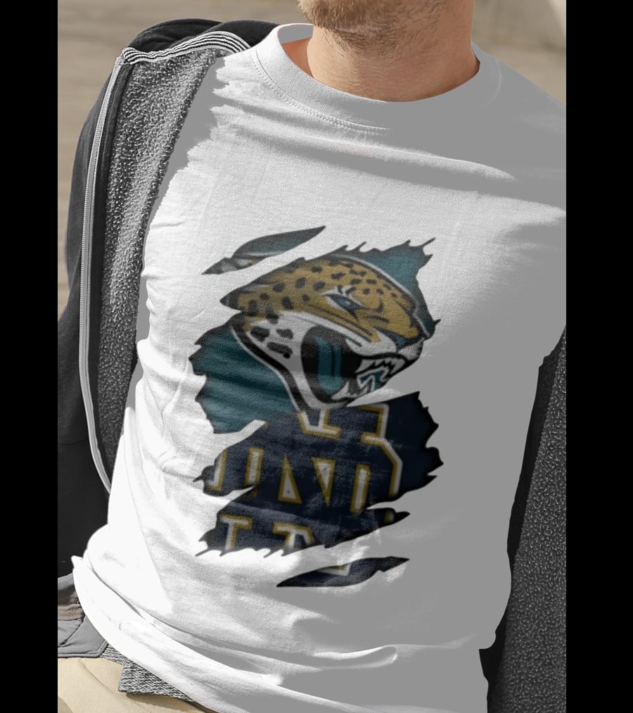 Jacksonville Jaguars Notre Dame Fighting Irish Distressed Crossover Fan T-Shirt