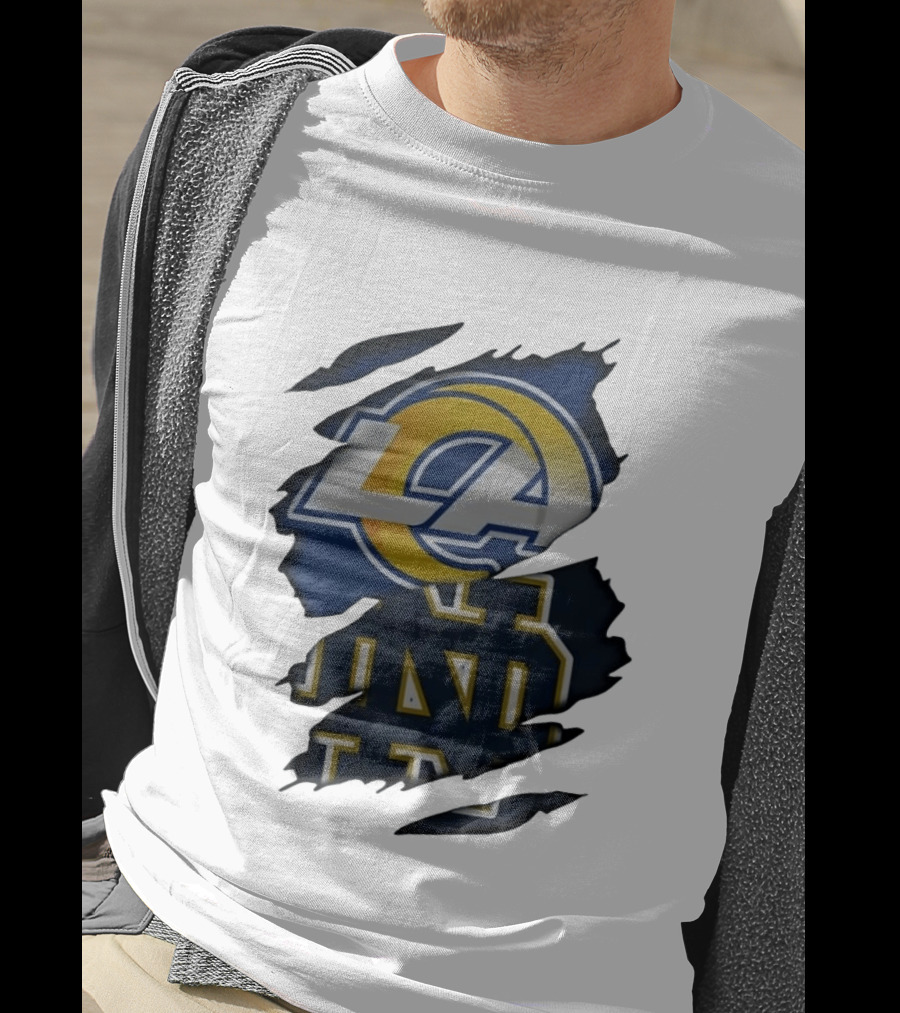Los Angeles Rams Notre Dame Fighting Irish Ripped Effect LA ND T-Shirt