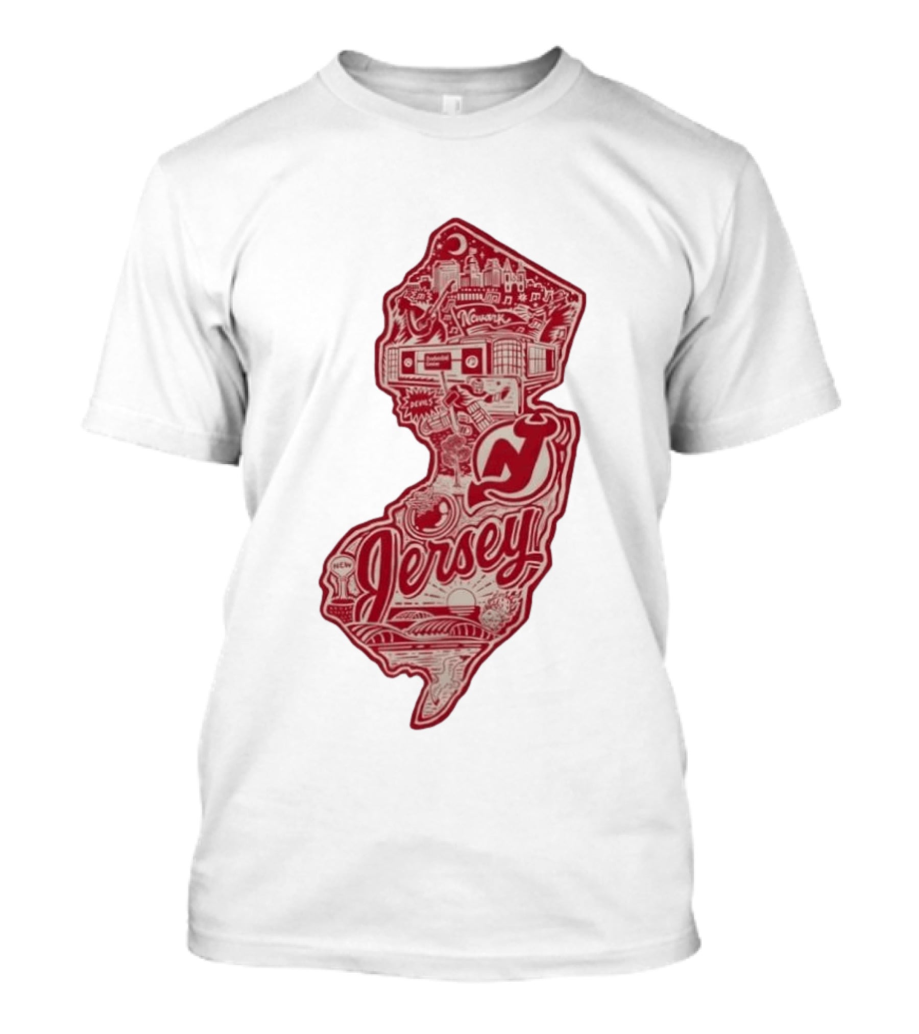 New Jersey Devils Prudential Center Newark Collage Map T-Shirt