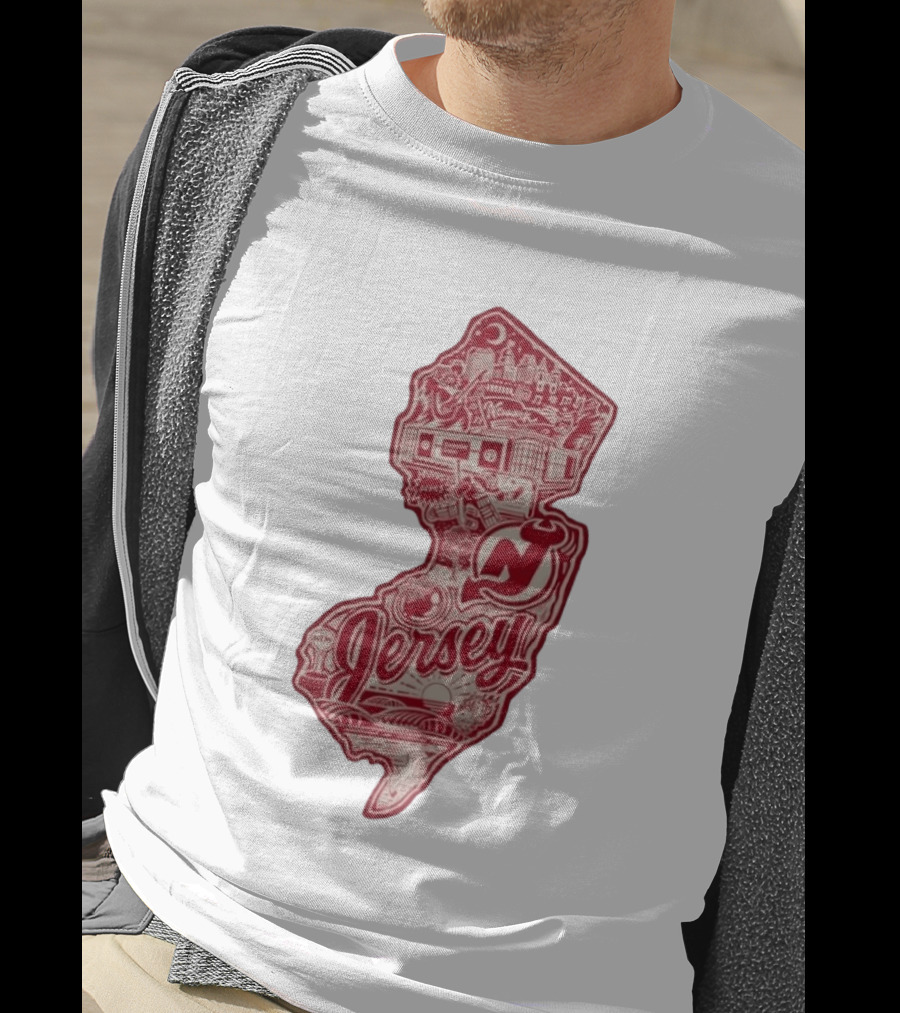 New Jersey Devils Prudential Center Newark Collage Map T-Shirt