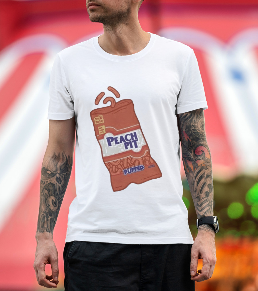 Peach Pit Puffed Snack Bag Cheesie Guys Party Pack 420g T-Shirt