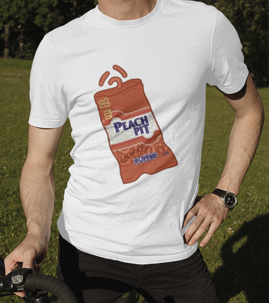 Peach Pit Puffed Snack Bag Cheesie Guys Party Pack 420g T-Shirt