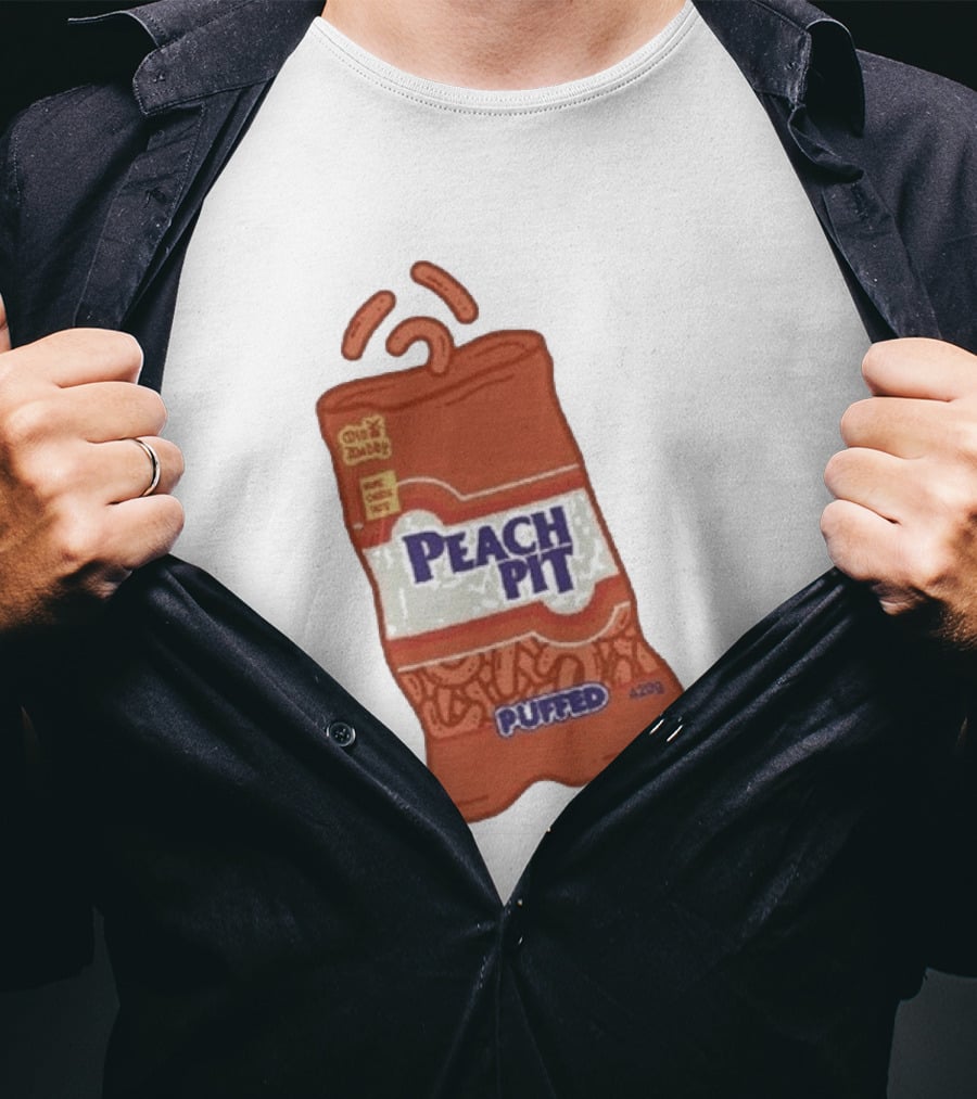 Peach Pit Puffed Snack Bag Cheesie Guys Party Pack 420g T-Shirt